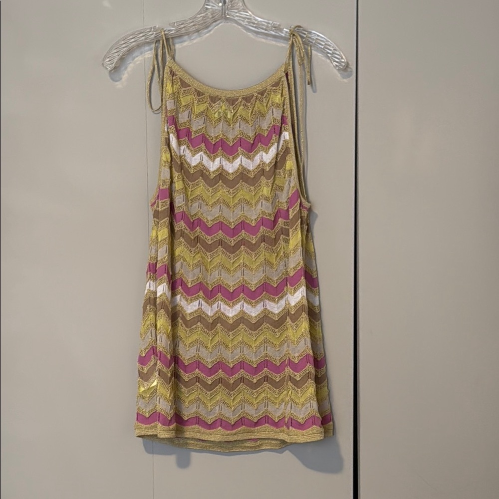 Missoni Yellow Pink Gold Chevron Knit Top Medium